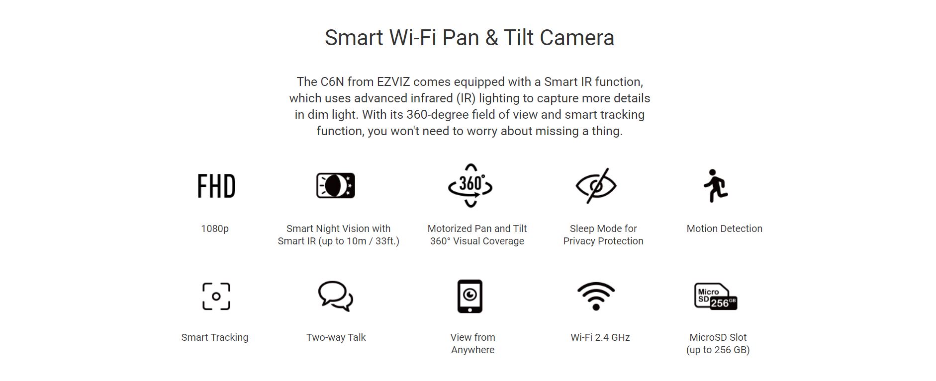 EZVIZ HD Smart Wi-Fi PTZ Camera C6N